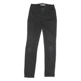 LEVI'S 712 Womens Black Slim Skinny Denim Medium W25 L31 Jeans Zip Closure