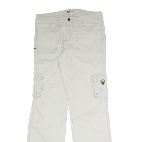 FADED GLORY Womens Cotton Blend White Regular Fit Straight Leg Trousers W31 L32