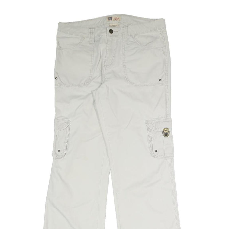 FADED GLORY Womens Cotton Blend White Regular Fit Straight Leg Trousers W31 L32