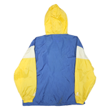 NBA Mens Blue & Yellow Sports Lightweight Nylon Zip Hooded Jacket L Windbreaker
