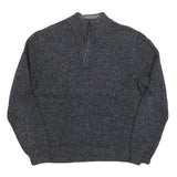 CHAPS Mens Grey Pullover Plain Half Zip Basic Knit Jumper Cotton Blend L
