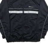 REEBOK Mens Black & Silver Zip Up Jacket 2XL Polyester Track Sportswear