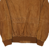 Mens Brown Bomber Jacket L Synthetic Plain Button Closure Casual Outerwear