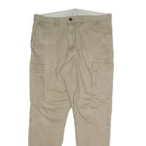 H&M Mens Cotton Blend Beige Relaxed Cargo Trousers W36 L30 Casual Everyday Wear