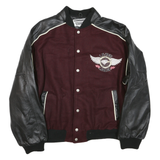 DALLAS LEATHER Mens Burgundy & Black Wool Blend Varsity Jacket L Button Bomber