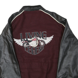DALLAS LEATHER Mens Burgundy & Black Wool Blend Varsity Jacket L Button Bomber