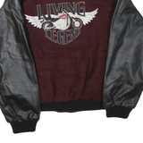 DALLAS LEATHER Mens Burgundy & Black Wool Blend Varsity Jacket L Button Bomber