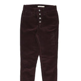 LEVI'S Womens Slim Brown Cotton Blend Trousers W25 L29 Button Closure Skinny Fit