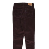 LEVI'S Womens Slim Brown Cotton Blend Trousers W25 L29 Button Closure Skinny Fit