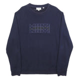 LACOSTE Mens Navy Sweatshirt XL Crew Neck Cotton Blend Pullover Logo Print