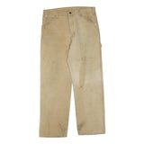 DICKIES Mens Regular Beige Cotton Blend Zip Trousers W32 L30 Workwear Casual