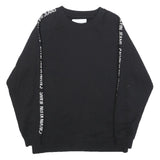 CALVIN KLEIN JEANS Womens Black Sweatshirt Crew Neck XS Logo Tape Detail
