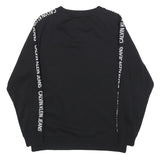 CALVIN KLEIN JEANS Womens Black Sweatshirt Crew Neck XS Logo Tape Detail