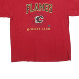 NHL Mens Red Flames Graphic T-Shirt XL Short Sleeve Crew Neck Hockey Club