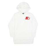 STARTER Mens White Hoodie M Red Logo Cotton Blend Pullover Casual Sport