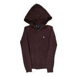Ralph Lauren Sport Cable Knit Hoodie - Small Brown Cotton