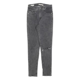 LEVI'S 721 Womens Jeans Black Slim Skinny Denim Medium W27 L28 Ripped Knee