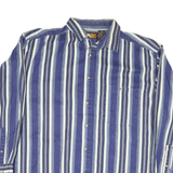 FADED GLORY Mens Blue & White Striped Shirt XL Cotton Blend Casual Long Sleeve