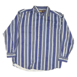 FADED GLORY Mens Blue & White Striped Shirt XL Cotton Blend Casual Long Sleeve