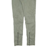TOMMY HILFIGER Womens Cotton Blend Slim Green Trousers W32 L32 Zip Pockets