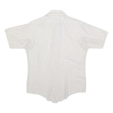 VAN HEUSEN Mens White & Cream Short Sleeve Cotton Blend Shirt S Casual Summer