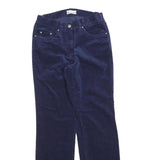 HELENA VERA Womens Cotton Blend Navy Regular Straight Trousers W28 L30 Stylish