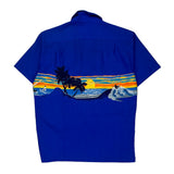 Made In Hawaii Sunset Shoreline Hawaii Graphic Hawaiian Shirt - Medium Blue Polyester