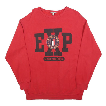 EXPRESS Mens Red Crew Neck S Sweatshirt Cotton Blend Pullover Printed Logo
