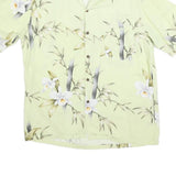 PARADISE MOTION Mens Green Floral Cotton Blend Shirt L Relaxed Summer Beachwear