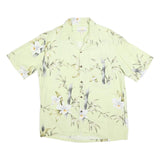 PARADISE MOTION Mens Green Floral Cotton Blend Shirt L Relaxed Summer Beachwear