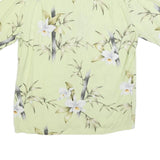 PARADISE MOTION Mens Green Floral Cotton Blend Shirt L Relaxed Summer Beachwear