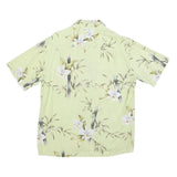 PARADISE MOTION Mens Green Floral Cotton Blend Shirt L Relaxed Summer Beachwear