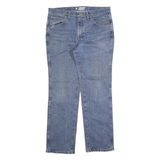 WRANGLER Mens Blue Cotton Denim Regular Fit Straight Leg Medium W36 L32 Zip