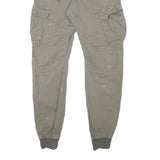 LIONEL Mens Cotton Blend Beige Relaxed Cargo Jogger Trousers W29 L27 Casual