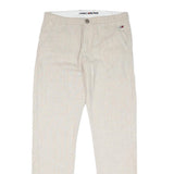 TOMMY HILFIGER Mens Regular Fit Beige Cotton Blend Trousers W32 L30 Casual Smart