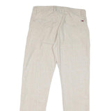 TOMMY HILFIGER Mens Regular Fit Beige Cotton Blend Trousers W32 L30 Casual Smart