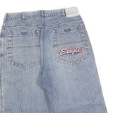 Mens Blue Denim Casual Cargo Shorts M W34 Eagles Embroidered Patch