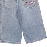 Mens Blue Denim Casual Cargo Shorts M W34 Eagles Embroidered Patch