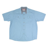 WRANGLER Mens Blue Casual Shirt XL Cotton Blend Button Front Short Sleeve