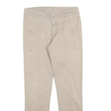 NIKE Womens Beige Slim Straight Woven Cotton Blend Trousers W28 L28 Zip Pocket