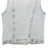 ZARA Mens Blue Denim Sleeveless Jacket L Cotton Blend Button Closure Casual