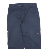 DICKIES Mens Navy Blue Regular Fit Straight Trousers W38 L30 Cotton Blend Zip