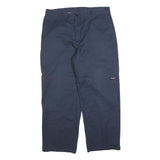 DICKIES Mens Navy Blue Regular Fit Straight Trousers W38 L30 Cotton Blend Zip
