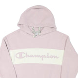 CHAMPION Womens Pink & Cream Logo Pullover Hoodie M Soft Polyester Blend