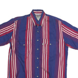 COWBOY TURTLE Mens Blue & Maroon Striped Shirt M Button-Down Collar Cotton