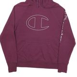 CHAMPION Mens Maroon Pullover Hoodie M Cotton Blend Logo Print
