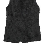 Womens Black Faux Fur Jacket S Polyester Blend Button Closure Soft