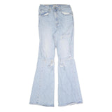 LEVI'S Womens Light Blue Denim Regular Fit Flared Jeans W27 L30 Distressed