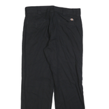 DICKIES Mens Black Regular Fit Straight Cotton Blend Trousers W34 L32 Workwear