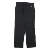 DICKIES Mens Black Regular Fit Straight Cotton Blend Trousers W34 L32 Workwear